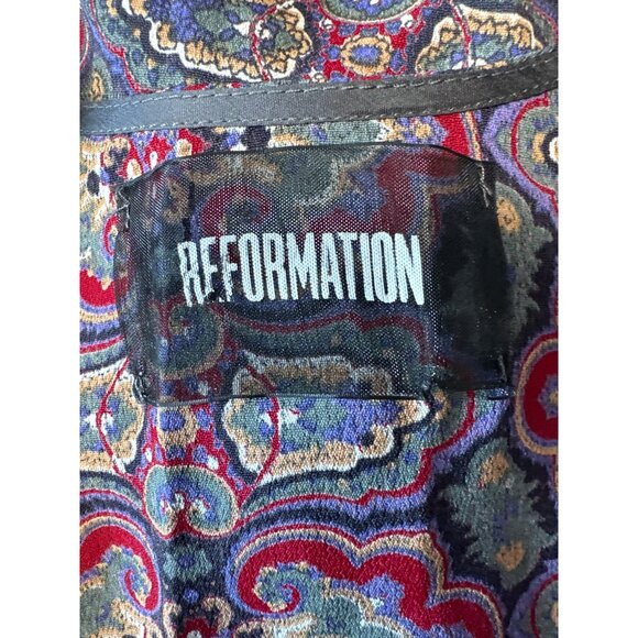 Reformation Womens Long Sleeve V-Neck Tunic Dress With Paisley Print - Picture 6 of 8